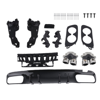 Bumper Diffuser Kit Black fit for Mercedes C63 C43 2015-2021 Chrome Exhaust Tips
