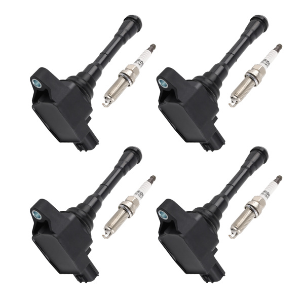 Pack of 4 Ignition Coil + Spark Plugs fit for Nissan Juke 1.6L L4 11-17 UF659 91215-6