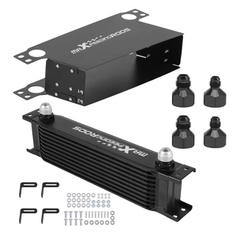 Universal Transmission Oil Cooler 10 Row 10AN Aluminum Engine Cooling Kit Black