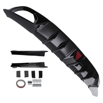 Mc Style FE180 Gloss Black Rear Diffuser W/led Brake Light fit for 22-24 Honda Civic
