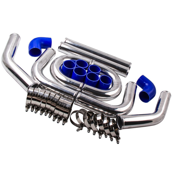 64mm Aluminum Universal Turbo Intercooler Piping Tube Kit + Elbow Hose 2.5"-6