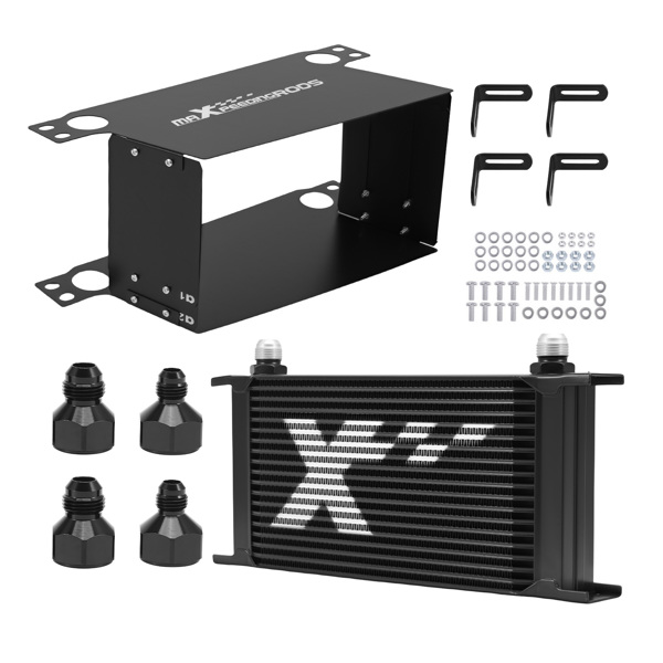 Universal 19 Row Transmission Cooler 10AN Stacked Plate Oil Cooler Aluminum Kit-6