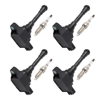 Pack of 4 Ignition Coil + Spark Plugs fit for Nissan Juke 1.6L L4 11-17 UF659 91215