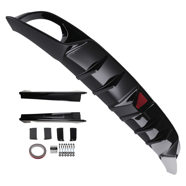 Mc Style FE180 Gloss Black Rear Diffuser W/led Brake Light fit for 22-24 Honda Civic-6