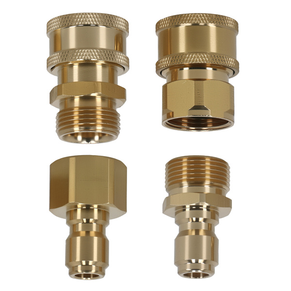 High Pressure Washer Adapter M22-15 Swivel to 3/8" QC  Brass Connection Kit 4pc-6
