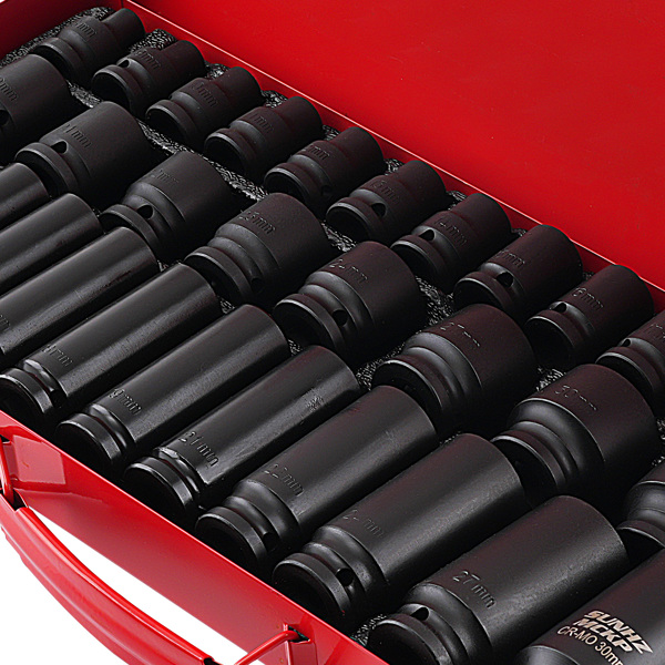 35PCS 1/2" Deep Impact Socket Set Drive 6 Point Metric Garage Tool  8 - 32mm-3