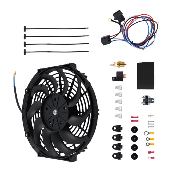 12 Inch Electric Radiator Cooling Fan Assembly Universal 80W 12V Aluminum-6