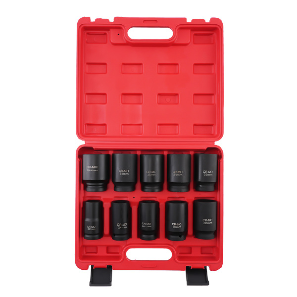 10pcs 6-Point Drive Deep Impact Socket Set Metric 22mm-24mm-27mm-41mm-2