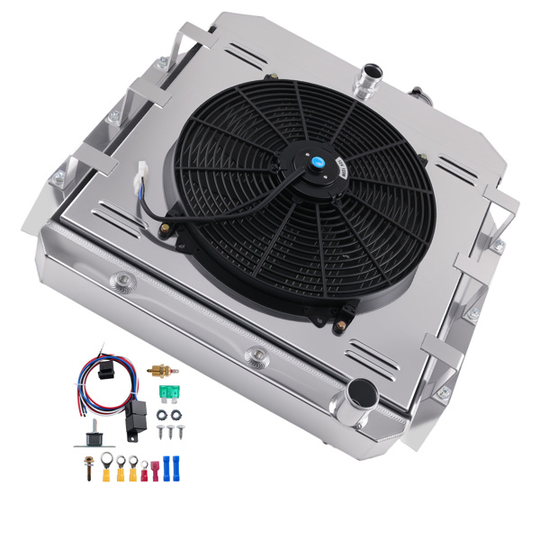 3 Row Aluminum Radiator fit for GMC Pickup Truck 1955-1959 5559 CU5559 w/ Shroud Fan-6