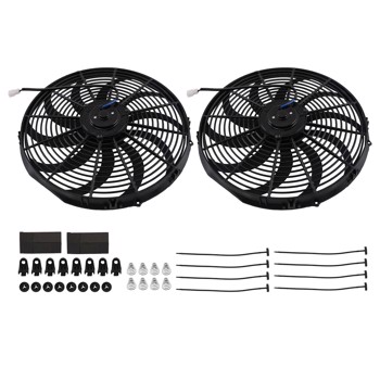 2X 16 IN Electric Radiator Cooling Slim Fan Assembly 12V 120W Universal Fitment