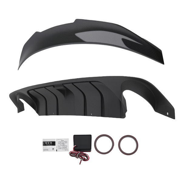 Rear Diffuser Bumper & Trunk Spoiler fit for Infiniti Q50 14-2024 ABS w/ LED Brake-6