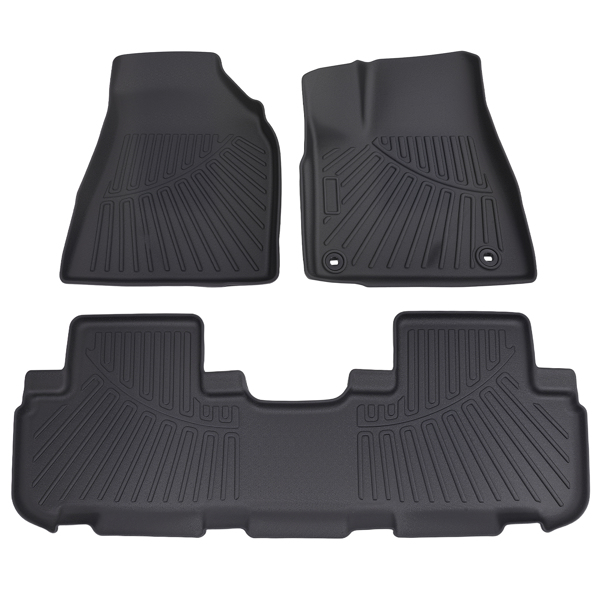 3Pcs Floor Mats fit for Toyota Highlander 2014-2019 Black TPE Car Carpet All Weather-6
