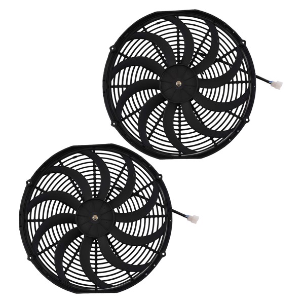 2X 16 IN Electric Radiator Cooling Slim Fan Assembly 12V 120W Universal Fitment-1