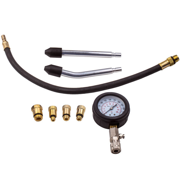 0-300 PSI Engine Cylinder Compression Pressure Tester Gauge  Adaptor Tool Kit-3