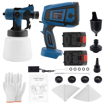 Cordless Paint Sprayer Electric Airless HVLP Spray Gun High Pressure +2 Battery
