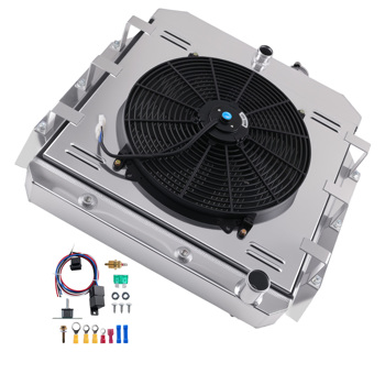 3 Row Aluminum Radiator fit for GMC Pickup Truck 1955-1959 5559 CU5559 w/ Shroud Fan