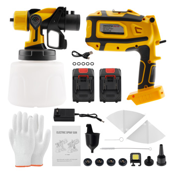 With 2 Batteries High Pressure Cordless Paint Sprayer Electric HVLP Spray Gun US