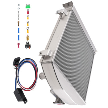 Aluminum 3Row Radiator Shroud Fan fit for Ford Hot Rod Chevy 350 V8 1932 CC1009