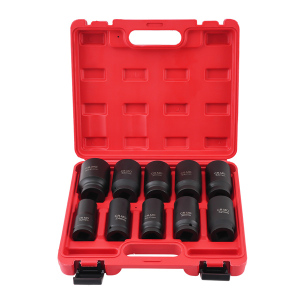 10pcs 6-Point Drive Deep Impact Socket Set Metric 22mm-24mm-27mm-41mm-3