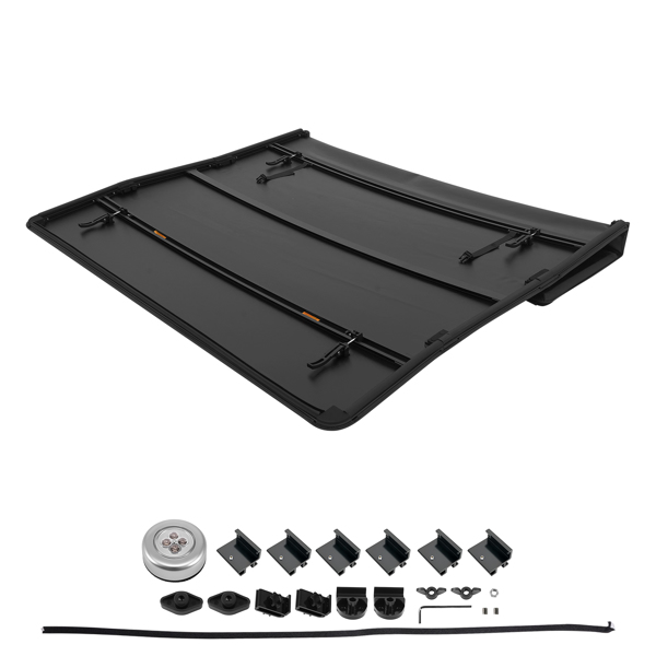 4-Fold Bed Tonneau Cover fit for Nissan Titan 2016-2026 6.5' 78" Soft W/ LED Lamp-6