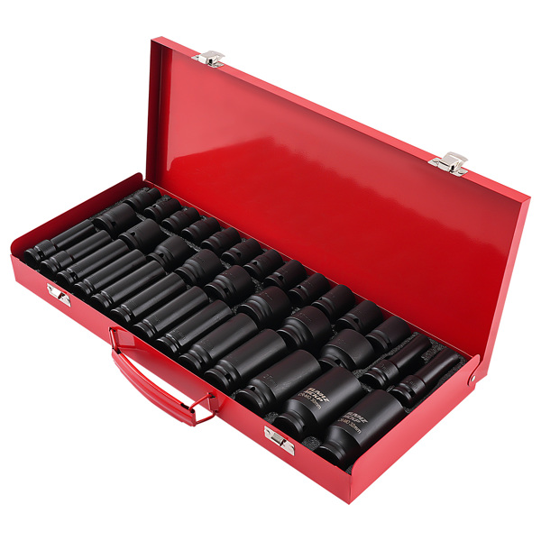 35PCS 1/2" Deep Impact Socket Set Drive 6 Point Metric Garage Tool  8 - 32mm-2
