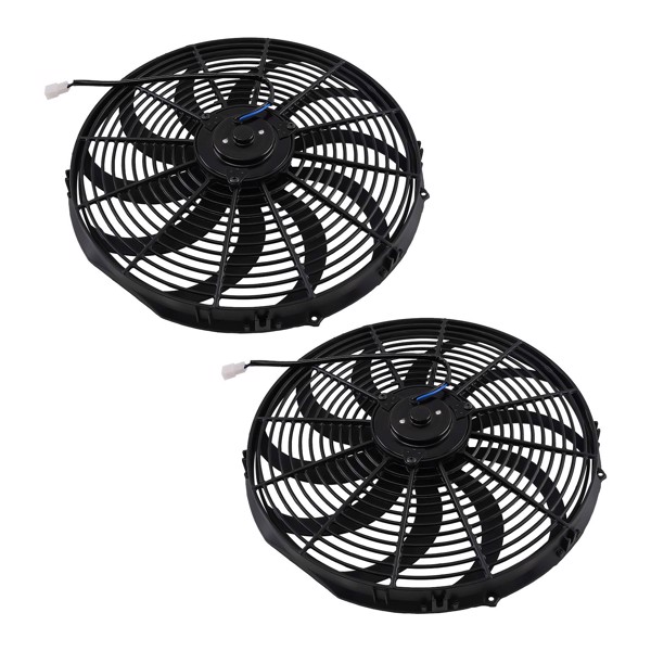 2X 16 IN Electric Radiator Cooling Slim Fan Assembly 12V 120W Universal Fitment-2