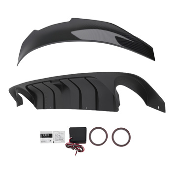 Rear Diffuser Bumper & Trunk Spoiler fit for Infiniti Q50 14-2024 ABS w/ LED Brake
