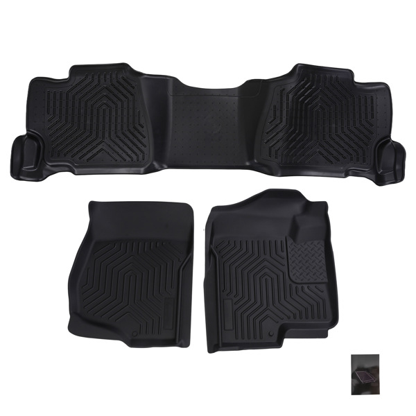 Black TPE Floor Mat fit for GMC Sierra 1500/3500 HD Crew Cab 2007-2014 Car Carpet-6