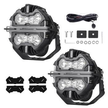 LED Light Pods 7" 12V 332W Round Spot Beam RGB DRL White Amber Off Road Lights