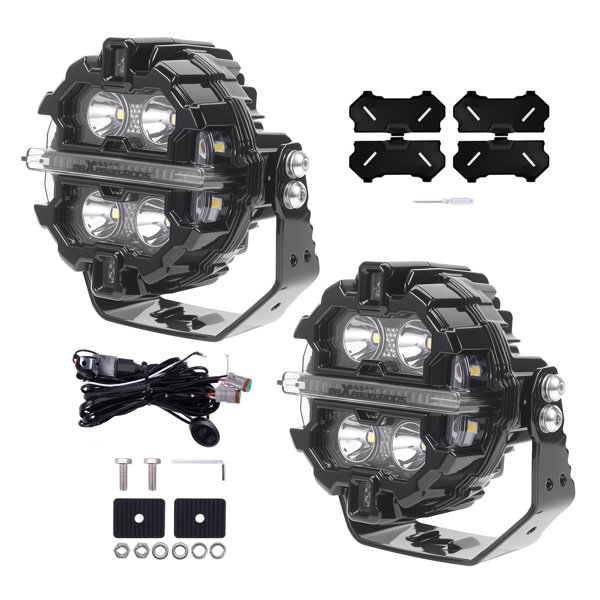 3.5" LED Off Road Lights Round LED Pod Lights with Amber DRL fit for Jeep, Pickup-6