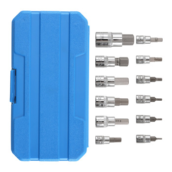 13-Piece Metric Hex Bit Socket Set 1/4 3/8 1/2 Drive CRV Steel 2mm-14mm
