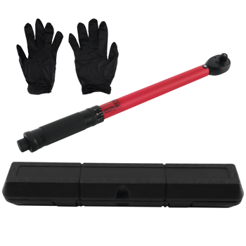 Torque Wrench 3/8" Drive 10-80 Ft-Lb with Case Chrome Vanadium & Gloves NEW