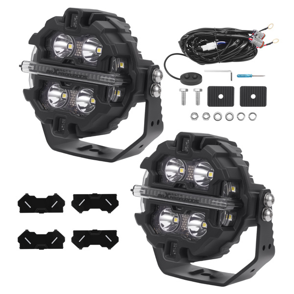 3.5" LED Work Lights RGB+DRL Spot Beam & Side Shooter Offroad Driving Fog Lamp-6