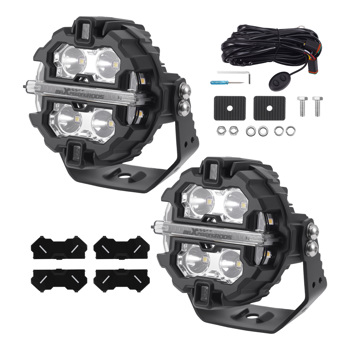 3.5" 160W Spot+Side Beam LED Work Driving Light Amber & White DRL fit for Offroad