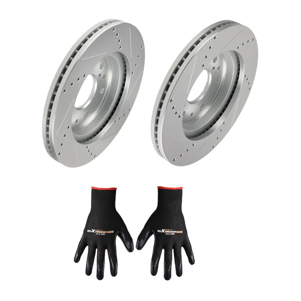 Front Drilled & Slotted Brake Rotor Set fit for Chevrolet Express 1500 2009-2014-6