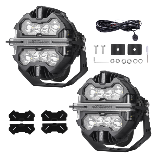 LED Light Pods 7" 12V 332W Round Spot Beam RGB DRL White Amber Off Road Lights-6