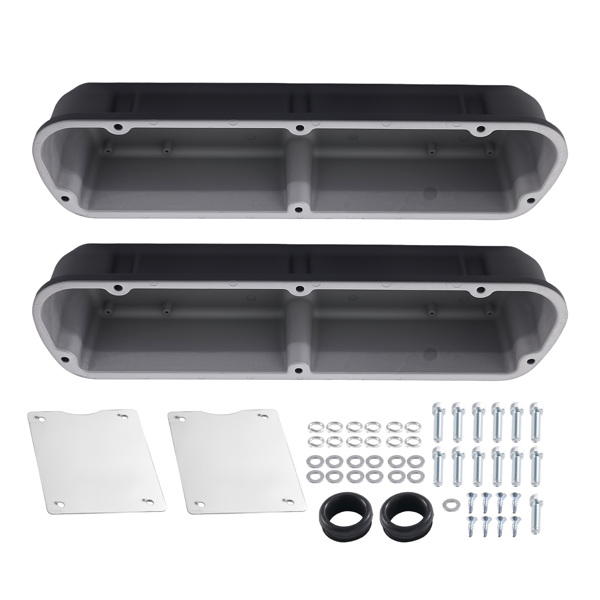 Aluminum Finned Valve Cover Set fit for Ford 289 302 351W 1962-1985 Black-6