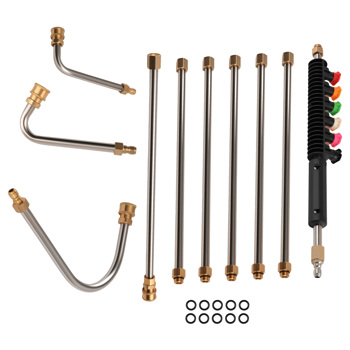 High Pressure Washer Extension 15in Brass Steel Lance Gutter 4000PSI w/ 6 Nozzle