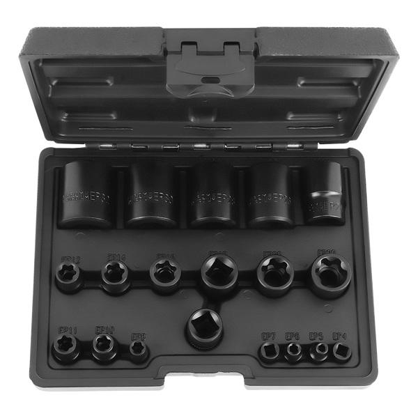 19 PC External Plus Socket Set 6 Point EP Socket EP4, EP5, EP6, EP7, EP8, EP10-5