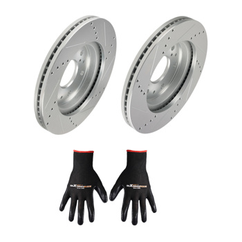 Front Drilled & Slotted Brake Rotor Set fit for Chevrolet Express 1500 2009-2014