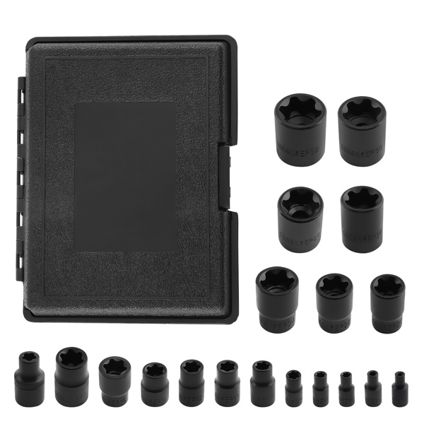 19 PC External Plus Socket Set 6 Point EP Socket EP4, EP5, EP6, EP7, EP8, EP10-6