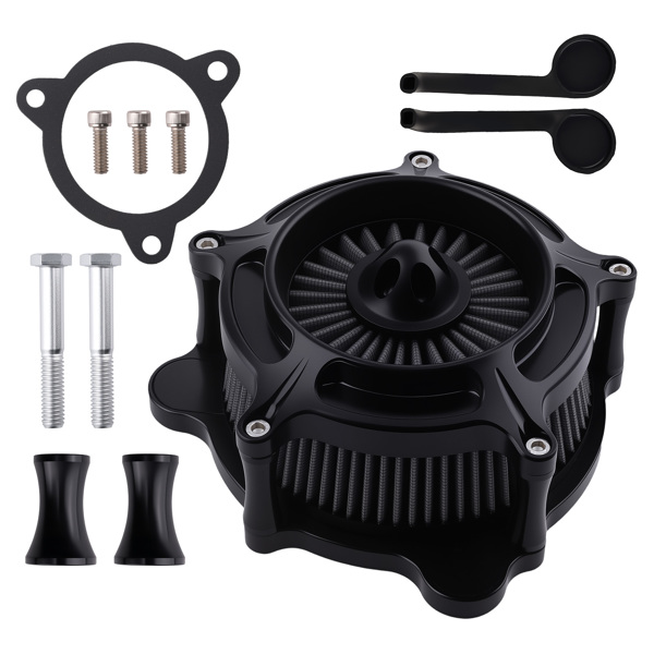 Motorcycle Air Cleaner fit for Harley Dyna FXDLS 17 Black Billet Aluminum Filter Kit-6