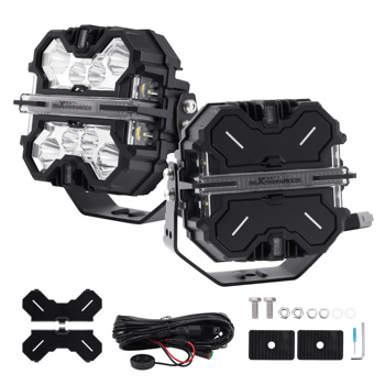 7 Inch SquareLED Offroad Lights 252W Amber&WhiteDRL Off Road Light Fog Lights