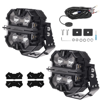 Pair Off Road LED Light Pods 5" 212W Spot Side Shooter RGB DRL White Amber 12V