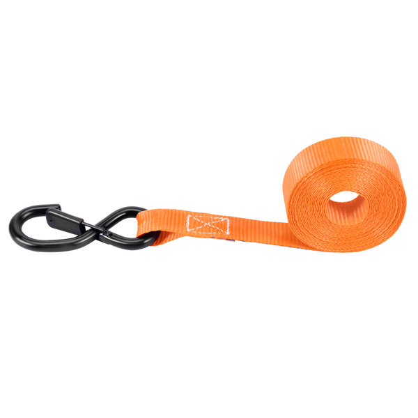 S-Hook 15ft Ratchet Tie Down Set 2200 lb 1 inch Safety Clip Motorcycle Orange-5