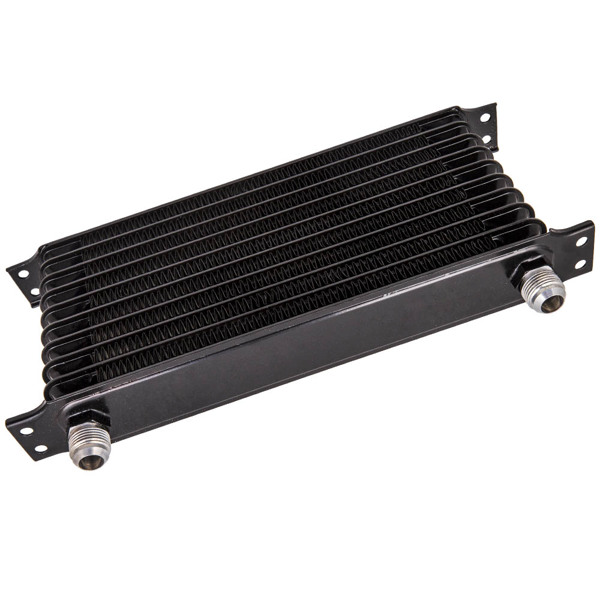 10 ROW AN 10 Universal Engine Oil Cooler + Filter Adapter Kit New Black-5