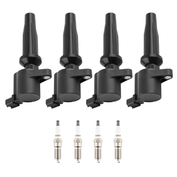 Pack of 4 Ignition Coil + Spark Plugs fit for Lincoln MKZ Mercury Mariner Ford UF621