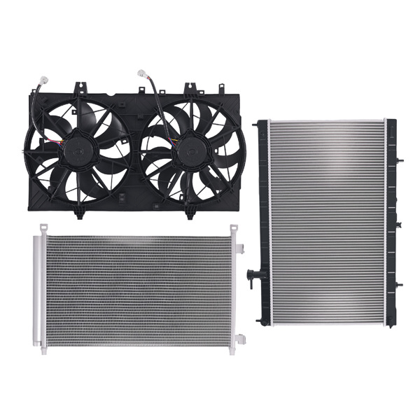 Aluminum Radiator Condenser Cooling Fan fit for Nissan Rogue 2.5L 2014-2018 RAD13431-9