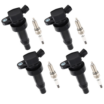 Pack of 4 Ignition Coil + Spark Plugs fit for Hyundai Accent Kia Rio Soul 1.6L 12-19