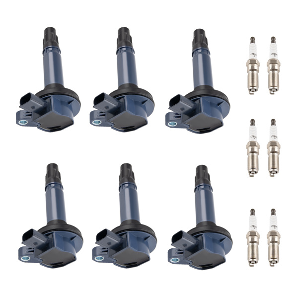 Pack of 6  Ignition Coil + Spark Plugs fit for Ford Mustang Mazda 6 CX-9 Lincoln MKT-9